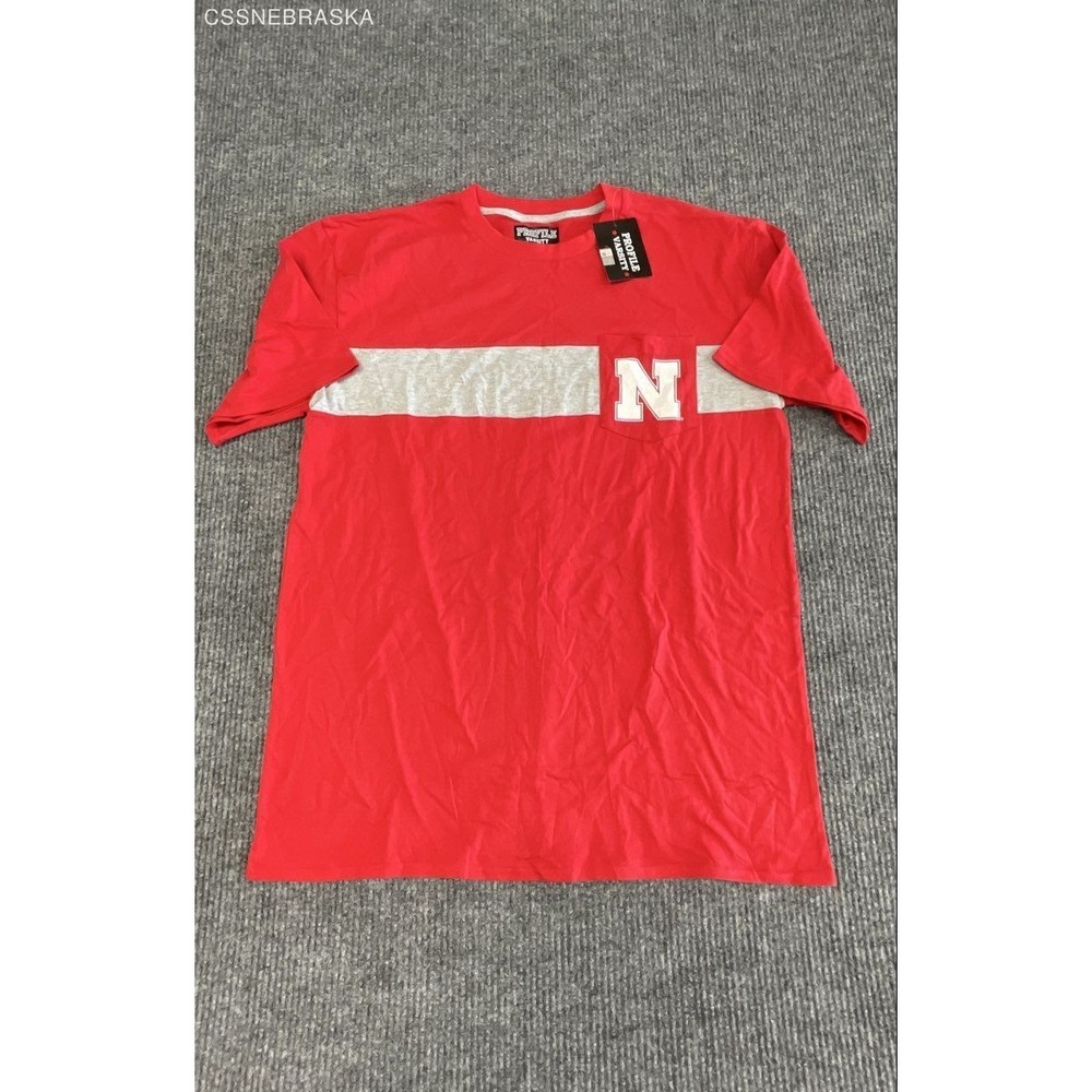 Profile Varsity Men's Nebraska Huskers T-Shirt Red Gray Pocket Stripe XLT NWT